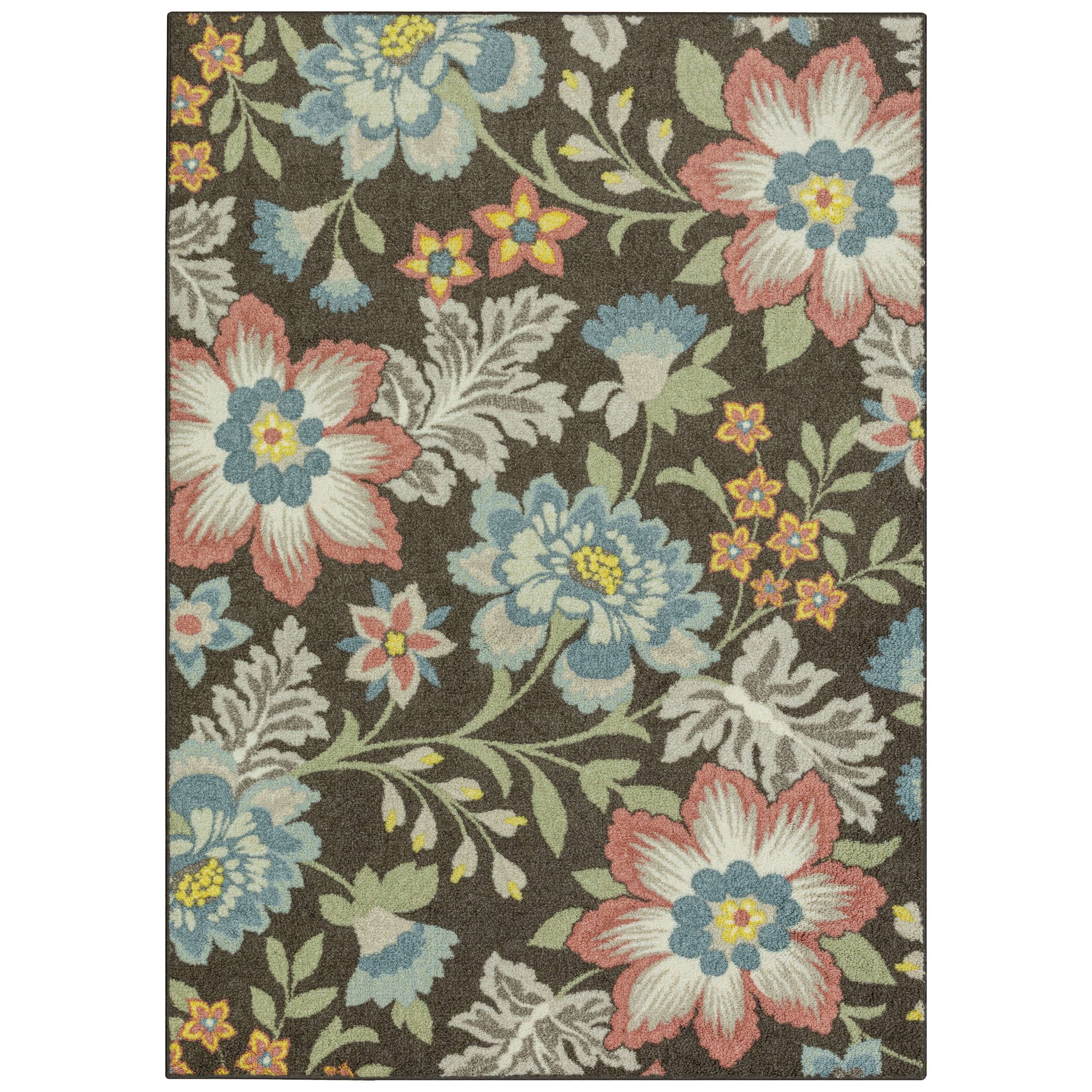 (2 paquete) Alfombra de interior Mainstays estilo granja con flores grandes, gris multicolor, 5' x 7' 2