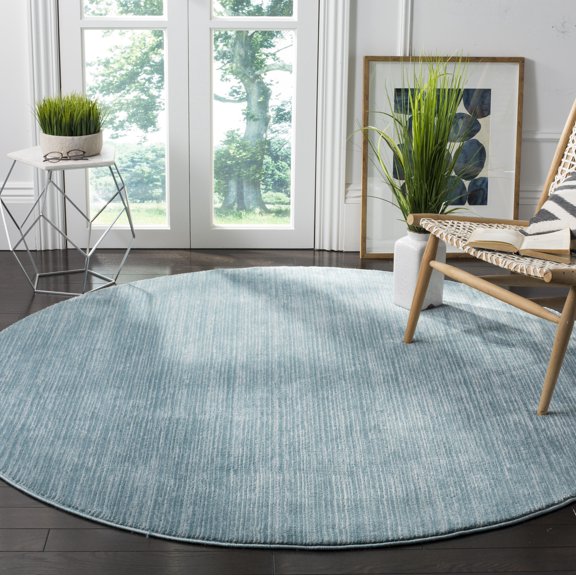 SAFAVIEH Vision Adrasteia Overdyed Solid Area Rug, Aqua, 4' x 4' Round - Modern Design, Aqua, Non-Shedding & Easy Cleaning, Ideal for Living Room, Bedroom, Dining Space