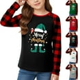 thumbnail image 2 of gcong Christmas Shirts for Girls Xmas Tree Print Raglan Long Sleeve Loose Shirts Crew Neck Tops Baggy Snowflake Blouse Size 3-12 Years, 2 of 5
