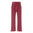 thumbnail image 4 of Tittly Wide Leg Pants Woman Baggy Pants Linen Pants Women Summer Wide Leg Pants Drawstring Elastic Waist Pants High Waisted Pants Casual Beach Trousers Comfy Pants Women Sweatpants Women Wine XL, 4 of 5