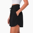 thumbnail image 3 of Women's High Waisted Yoga Shorts with Zipper Pockets, Loose Fit Drawstring Athletic Shorts for Women, Quick Dry Breathable Casual Workout Running Lounge Shorts for Gym Hiking Travel, 3 of 8