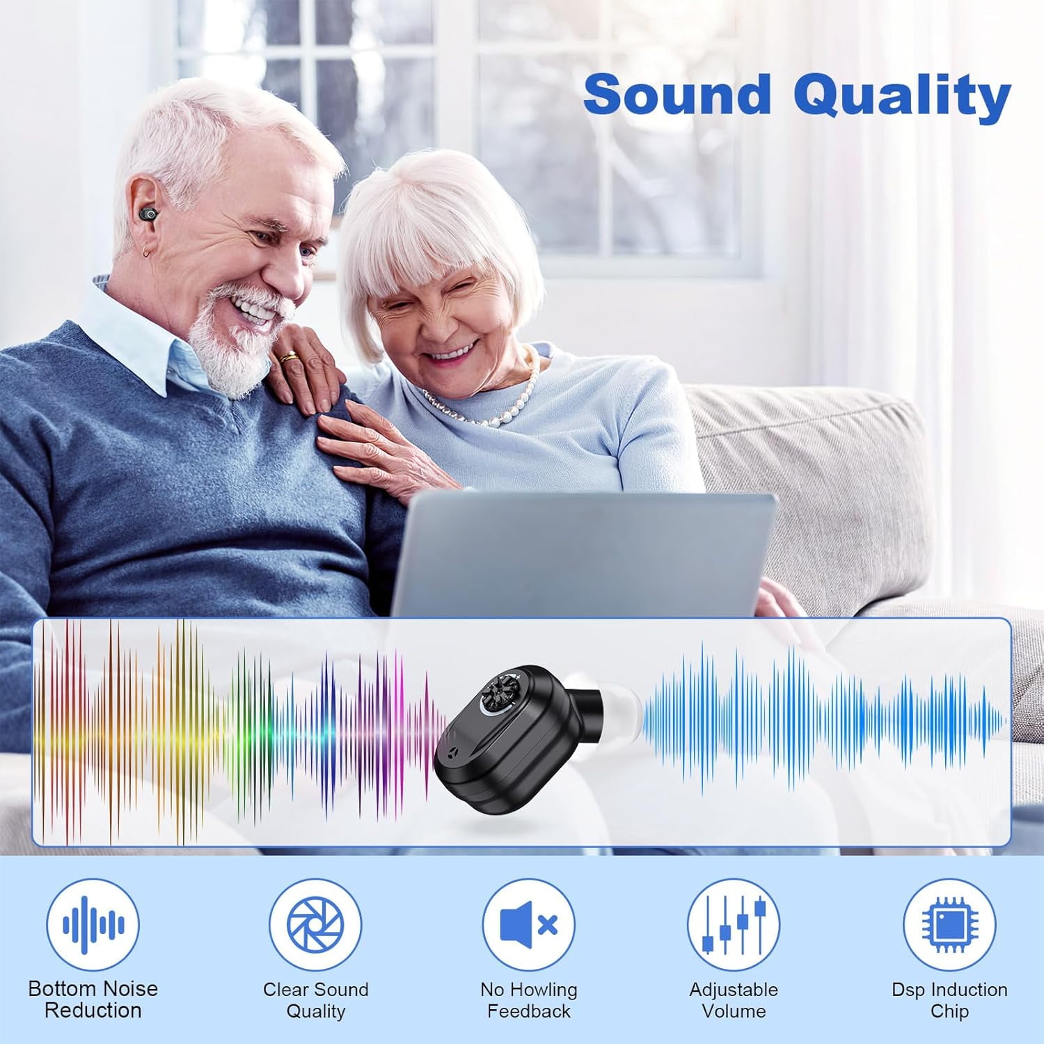 SUWU Hearing Aids for Seniors with digital Displays,Wireless Hearing Aids with Adjustable Volume,Invisible Hearing Amplifier with Noise Reduction with Large Capacity Battery Charging Case