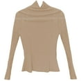 thumbnail image 3 of MHFRRA Camiseta Sexy de Manga Larga con Cuello Alto de Malla para Mujer, Corte Ajustado, Elástica, Informal, para Uso Diario y Viajes. Beige, 3 of 3