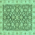 thumbnail image 1 of Ahgly Company Machine Washable Indoor Square Oriental Turquoise Blue Traditional Area Rugs, 4' Square, 1 of 4