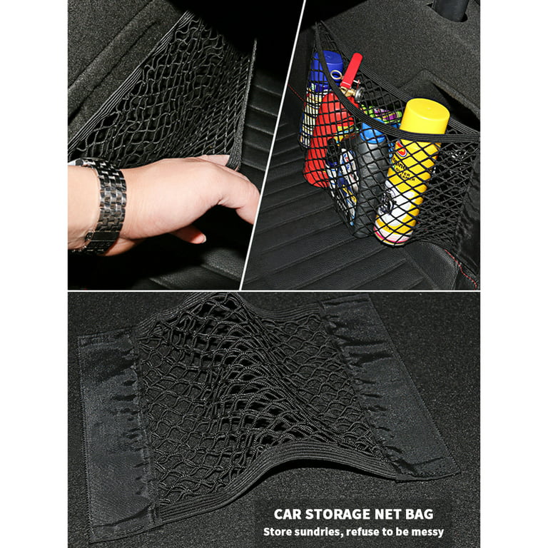 2 Pieces Stretchable Small Cargo Net Pocket Storage Mesh Net Elastic  Automotive Cargo Nets Storage Pouch with 8 Pieces Mounting Screws and Hooks  for