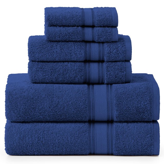 Juego de toallas de baño LANE LINEN Luxury, 6 piezas, 100% algodón, azul marino