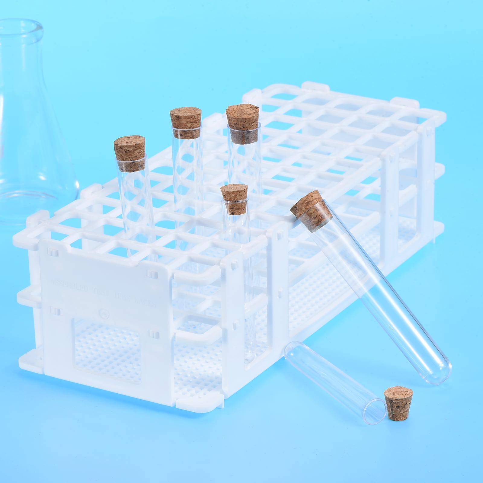Uxcell Plastic Test Tube Rack Holder 24 Holes 3 Layers Detachable Holder White for 25mm Test Tubes, Pack of 5
