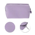thumbnail image 4 of Unique Bargains 1 Pc Striped Pattern Makeup Bag for Travel Purple Seersucker, 4 of 6