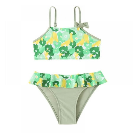 

GYRATEDREAM Girl s Flounce Bikini Beach Sport 2 Piece Swimsuit Blue 3-4 Years