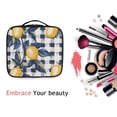 thumbnail image 6 of FORMRS Travel Makeup Bag Large Capacity Train Case Cosmetic Organizer with Adjustable Dividers, Beige Plaid Lemon, 6 of 8