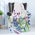 thumbnail image 4 of Flower Landscapes Soft Flannel Fleece Throw Blanket, Colorful Meadow and Botanical Plantation, Cozy Plush for Indoor and Outdoor Use, 60" x 80", Multicolor, by Ambesonne, 4 of 5