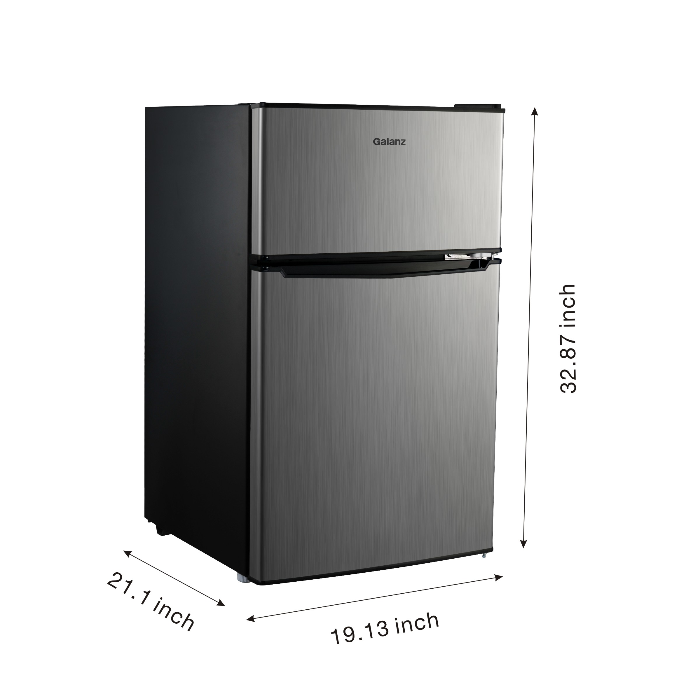 Galanz 3.1 Cu ft Two Door Mini Fridge with Freezer Estar GL31S5E, Stainless - image 3 of 6