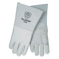 thumbnail image 2 of Tillman X-Large 14'' Pearl Gray Top Grain Elkskin Cotton Foam Welders' Gloves With Stiff Cowhide Thumb, Straight Cuff, Welted Fingers, Kevlar Stitching And Pull Tab (Carded), 2 of 2