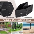 thumbnail image 5 of HAPPYGRILL Portable Charcoal Grill Stove, Outdoor Hibachi Grill Smoker w/ 360° Rotatable Grill, Foldable Body & Legs, Heavy-duty BBQ Grill w/Handles for Cooking & Heating, 5 of 9