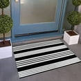 thumbnail image 6 of Bailu Outdoor Collection Hand-Woven Black Striped Rug, 24'' x 35'', 6 of 7