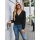 thumbnail image 4 of Blusas de Larga con Cuello en V para Mujer, Elegantes, Informales, de Otoño, con Mangas Abullonadas, Holgadas, Modernas. Negro XL, 4 of 9