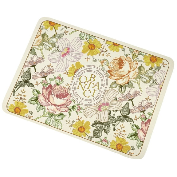 Unique Bargains Drain Pad Garden of Eden Dish Drying Mat for Kitchen Green Yellow 15.75"x11.81"