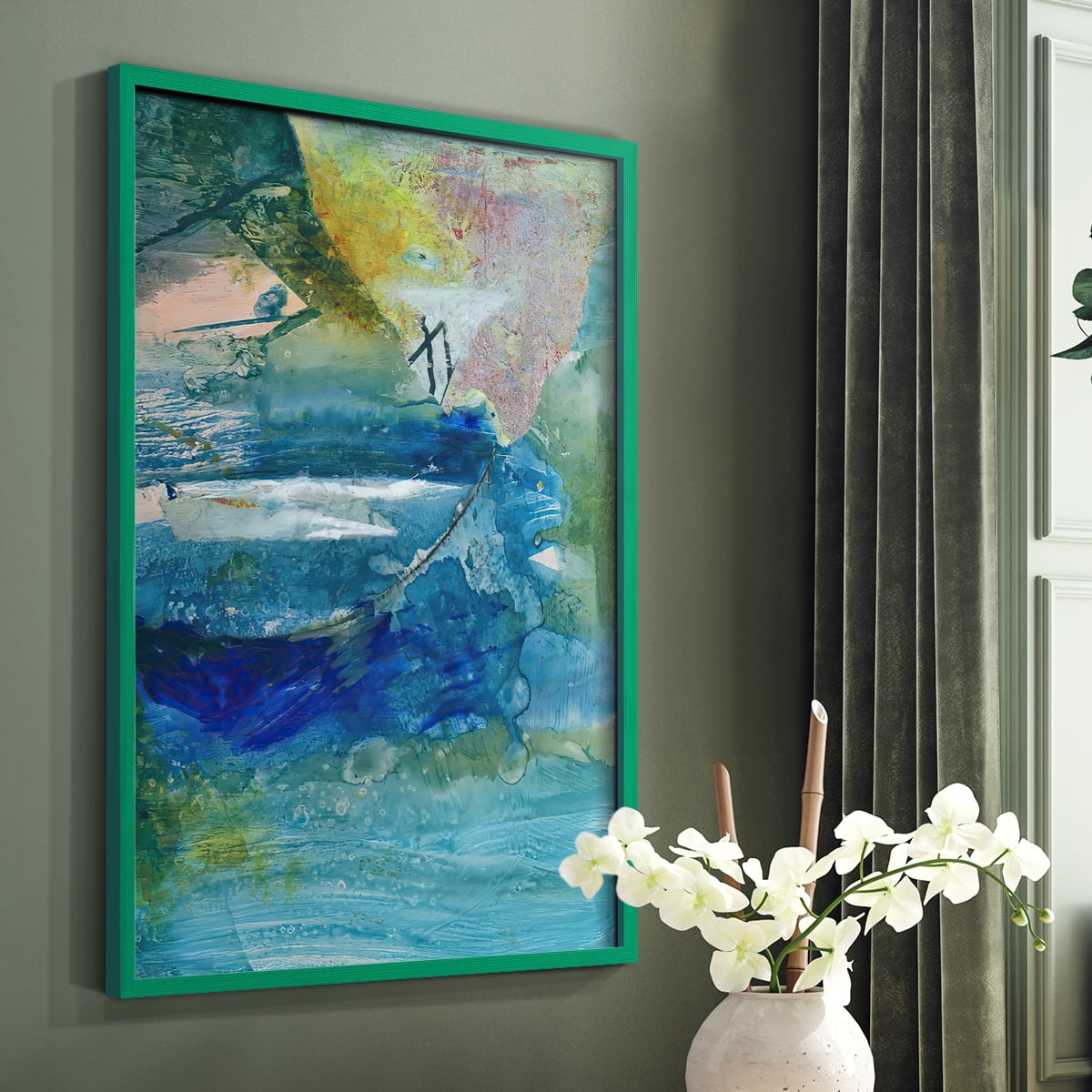 Spring Winds VII in Green Solid Wood 8 x 10 Framed Print