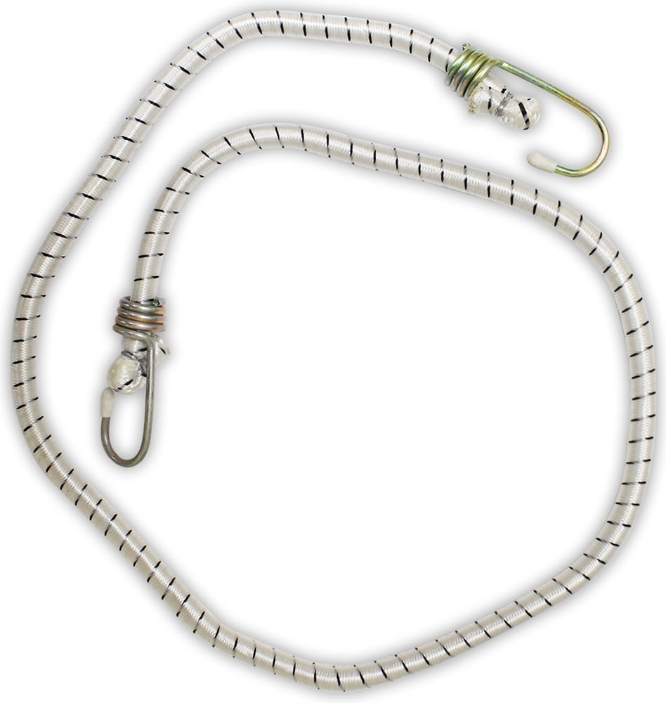 ToolUSA 48" White Bungee Cord with Rubber Tipped Hooks (Pack of 2