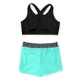 thumbnail image 4 of Zaldita Kids Girls 2Pcs Sports Workout Swimming Outfits Criss Cross Back Tank Top with Athletic Dance Geometric Black 12, 4 of 7