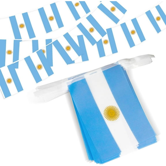Anley Argentina String Flag Pennant Flags, Patriotic Events 9th of July Argentina Independence Day Decoration Sports Bars - 33 Feet 38 Flags