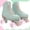 Green & Pink, variant on LUOLUO Roller Skates for Women, Boys,Gilrs, High-Top Double Row Leather Quad Skates, with Pink Flash Wheel, White & Pink,Youth 4/Women 4.5