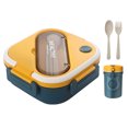 thumbnail image 1 of Compartimento Bento Box portátil con tenedor y cuchara de plástico a prueba de fugas para niños y adultos, 1 of 6