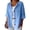 #064-Sky Blue, variant on Craaazy Women's Loose Fit Solid Color V-Neck Button Down Blouse - Rolled Sleeve Casual Linen-Like Top Gifts