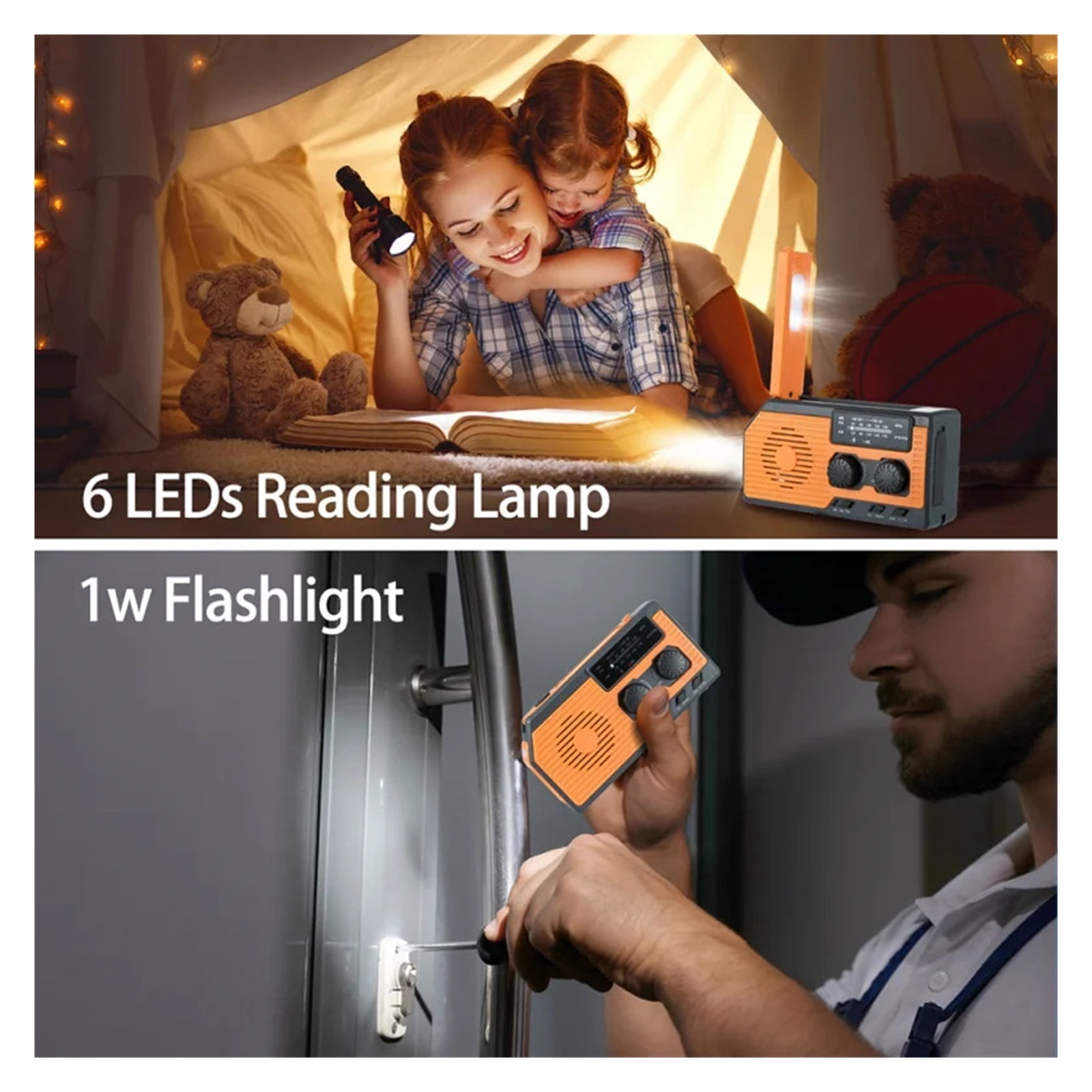 Multifunctional Radios FM AM WB NOAA Hand Crank Solar USB Charging Radio Emergency LED Flashlight Power Bank 5000mAh