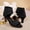 Black, variant on Knit Block Heel Sandals for Women, Breathable Peep Toe Booties with Elastic Strap, Comfortable Dress Shoes for Office and Date