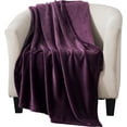 thumbnail image 2 of Style Basics Solid Print Flannel Throw, 55" x 40", Purple, 2 of 2