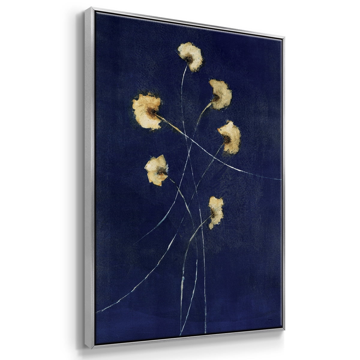 Indigo 1 Framed Premium Gallery Wrapped Canvas - Ready to Hang - 25 x 37 - Silver Floating Frame