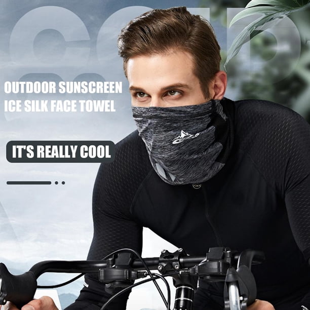 Toallita Bicicleta Protección UV, cubierta facial de seda helada, tubo para el cuello, pañuelo para exteriores, bufanda (gris)