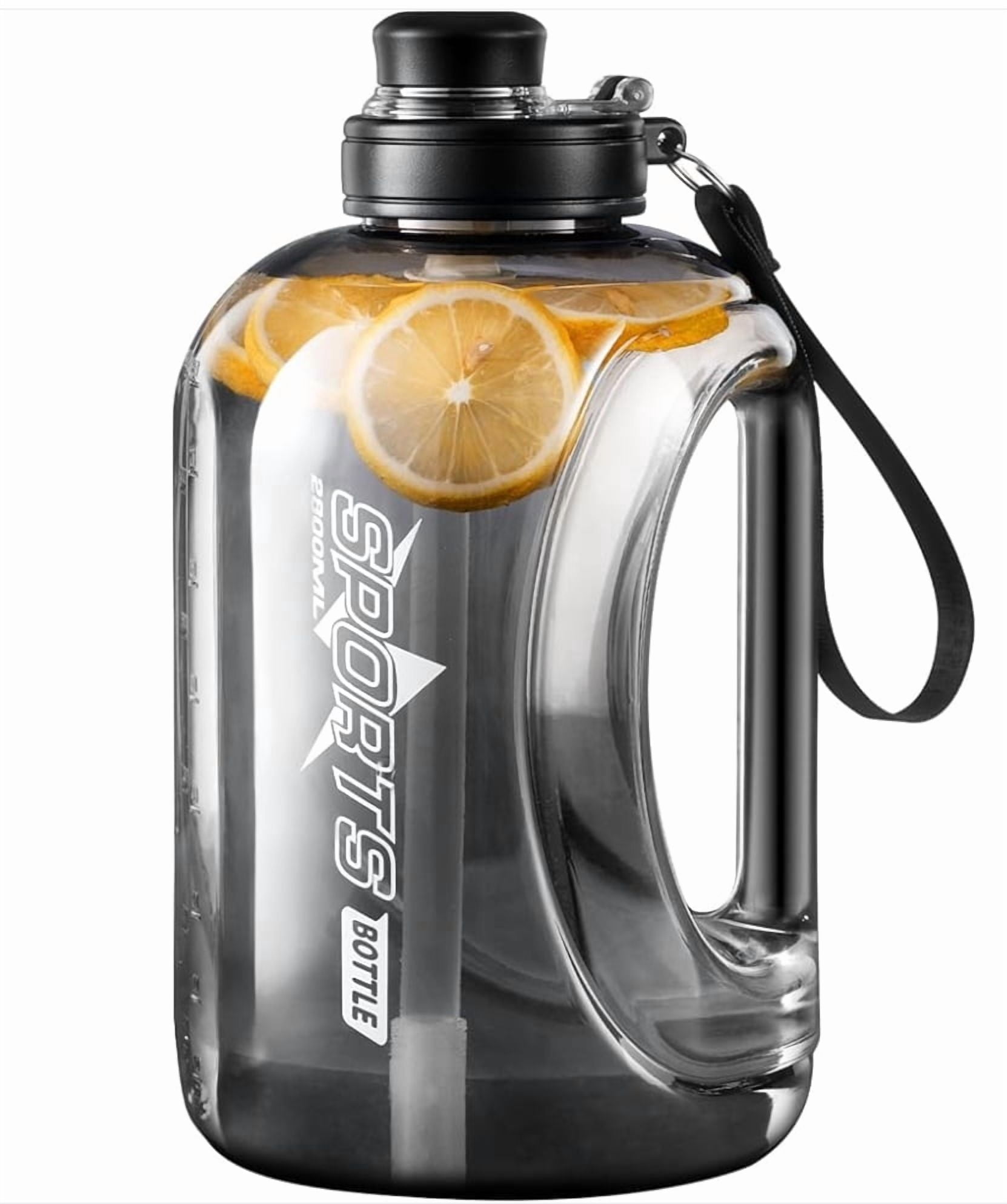 Gallon Water Bottle 95oz with Handle & Carry Strap - Large Sports Water Jug for Fitness, Camping & Workouts - BPA Free, Leakproof Design with Cleaning Brush