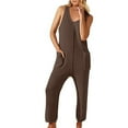 thumbnail image 4 of Tejiojio Womens Solid Spring and Summer Casual Sleeveless Sweater Jumpsuit Knit Rompers Lounge Outfits Overalls, 4 of 7
