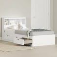 South Shore Spark 3Drawer Storage Bed, Twin, White, with Bookcase Headboard