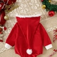 thumbnail image 6 of Santa Outfit Toddler Girl Long Sleeve Santa Hooded Bodysuit Holiday Party Dress Babys First Christmas Outfit Girl 12-18 Months, 6 of 7