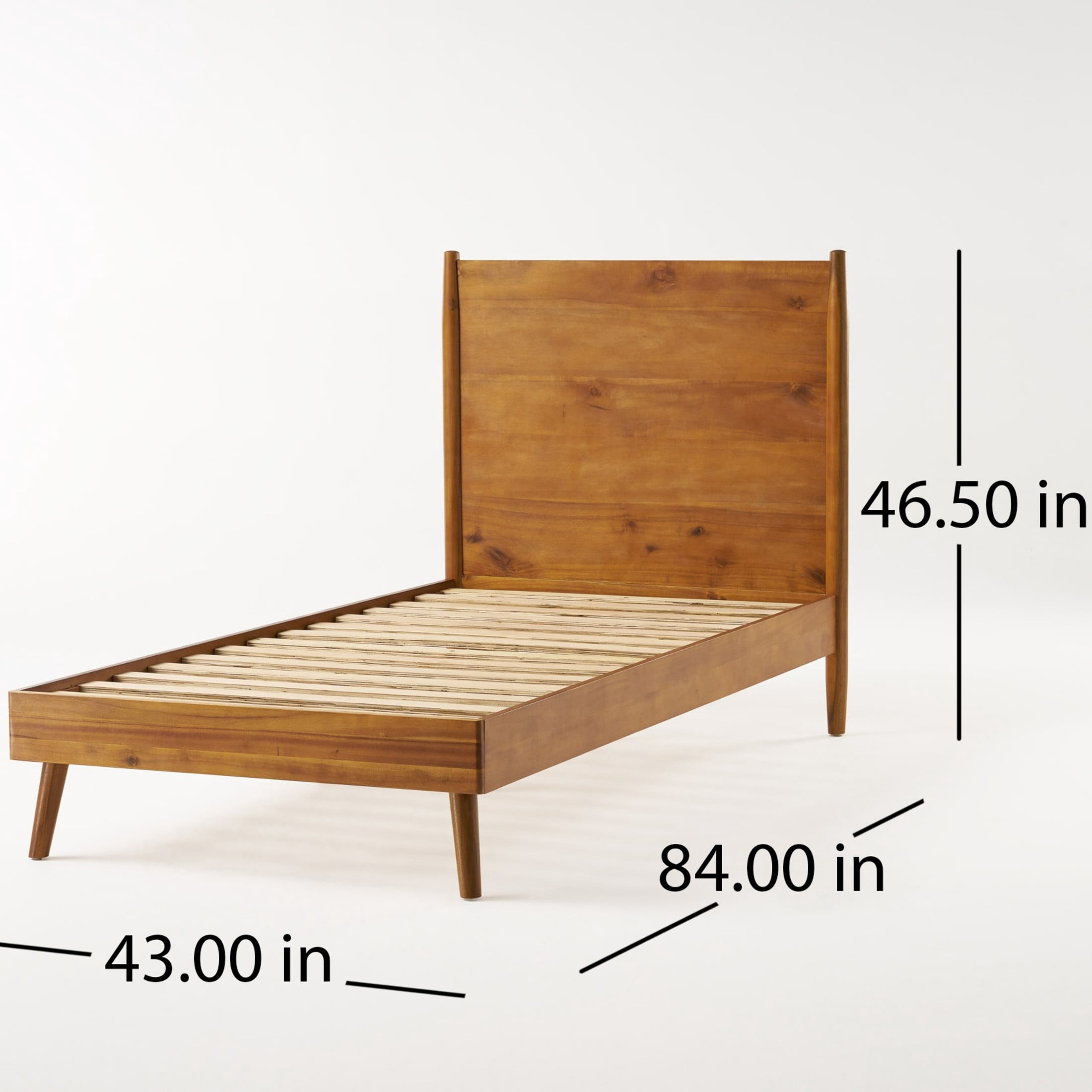 Christopher Knight Home Mid-Century Twin XL Bedroom Furniture Set, Solid Wood Bed with 2 Nightstands, Natural+Walnut