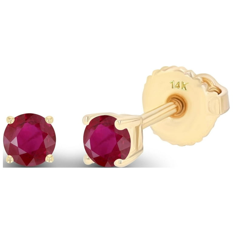 14k Yellow Gold 3mm Round Imitation Birthstone Screwback Earrings 14k Yellow Gold 3mm Round Imitation Birthstone Screwback Earrings