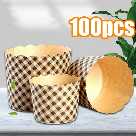 

Cheers.US 100Pcs Baking Paper Cups Cupcake Liners Brown Baking Wrappers Muffin Cups Greaseproof Parchment Paper Square Non-Stick for Medium Large Cupcakes Mini Cake Party Birthday
