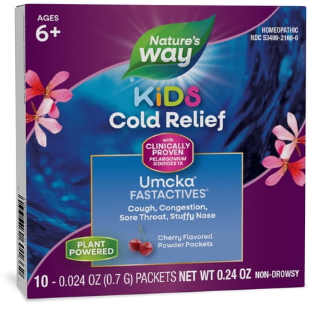 Nature's Way Kids Cold Relief FastActives, Umcka, Homeopathic, Non-Drowsy, Cherry Flavored, 10 Count
