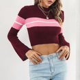 thumbnail image 3 of Vedolay Womens 2023 Sweaters Womens Sweaters Casual Crewneck Long Sleeve Lightweight Pullover Tops,Red M, 3 of 5