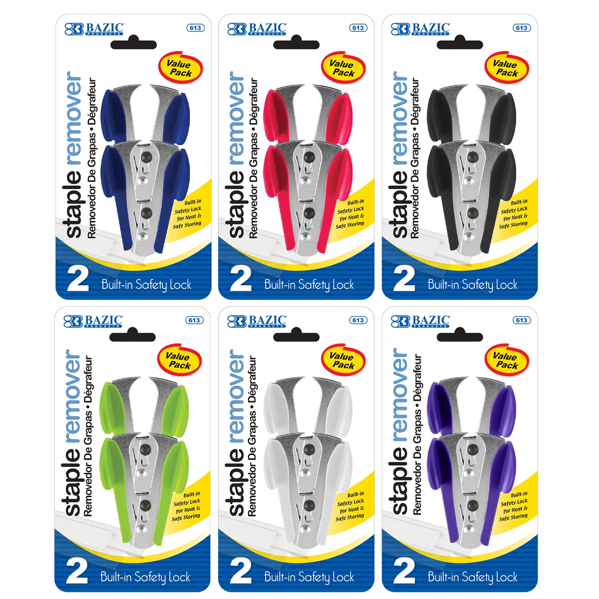 BAZIC Staples Remover & Safety Lock Pinch Jaw Claw Style, Total 12