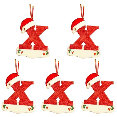 

Mittory Christmas Little Red Hat Letter Pendant DIY Writable Name 26 Letter Pendant 5PCS