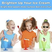 Extra Sturdy, Super Fun Red 8in Sundae Spoons 100ct Heavy Duty Disposable Plastic Utensils