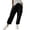 A-Black728, variant on Elastic Waist Cargo Pants for Women Rolled- Loose-Fit Casual Pocketed Cropped Trousers