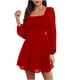 thumbnail image 1 of Vestido ajustado Pompotops de manga larga color sólido cuello cuadrado para mujer hdfakjf1263, 1 of 6