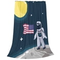 thumbnail image 2 of Pofeuu Astronaut With USA Flag Print Ultra-Soft Micro Fleece Blanket,for Bed Or Sofa,All Season Throw Blankets Flannel Blanket-40"x30", 2 of 7