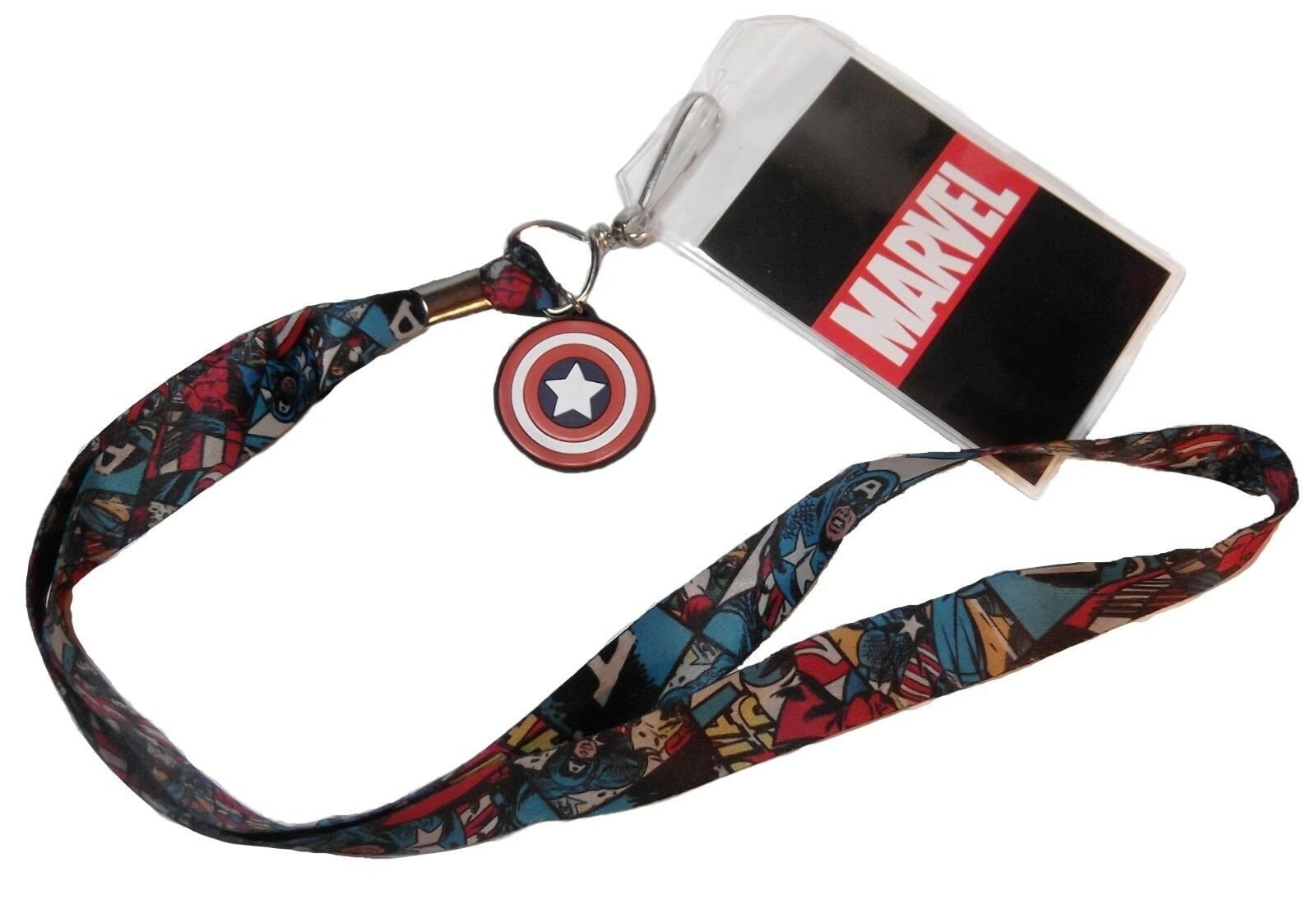 Captain America Logo All Over Print LANYARD ID Holder Keychain With ...