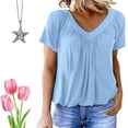 thumbnail image 2 of T Shirts For Women Womens Tops Casual Summer T Shirts Short Sleeve V Neck Tops Tshirts, 2 of 6